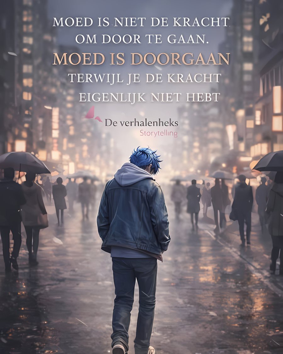 Quote-kaart: moed is doorgaan